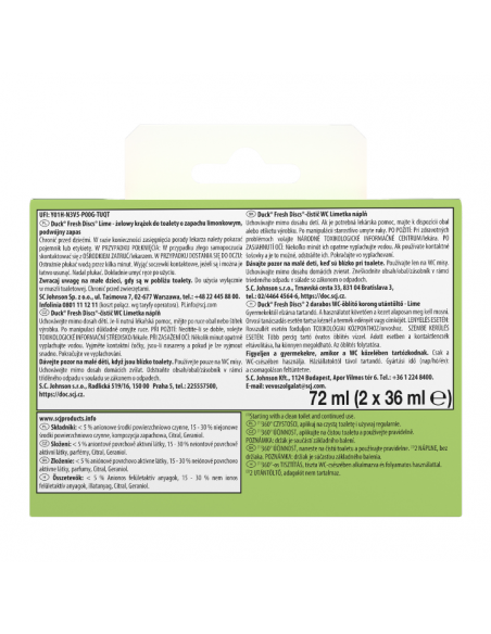 Zapas krążków do toalety o zapachu limonkowym Duck Fresh Discs 2x36ml - Zawieszki i krążki do WC Zapas krążków do toalety o zapachu limonkowym Duck Fresh Discs 2x36ml  2
