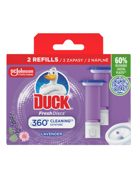 Zapas krążków do toalety o zapachu lawendowym Duck Fresh Discs 2x36ml - Zawieszki i krążki do WC Zapas krążków do toalety o zapachu lawendowym Duck Fresh Discs 2x36ml