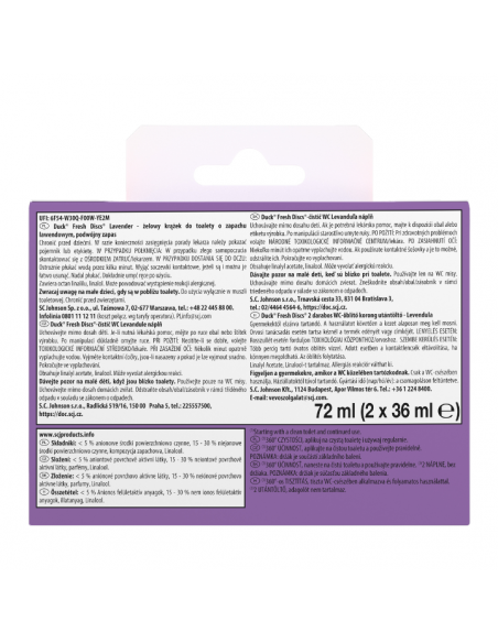 Zapas krążków do toalety o zapachu lawendowym Duck Fresh Discs 2x36ml - Zawieszki i krążki do WC Zapas krążków do toalety o zapachu lawendowym Duck Fresh Discs 2x36ml  2