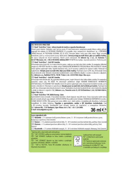 Żelowe krążki do toalety o zapachu limonkowym Duck Fresh Discs  2