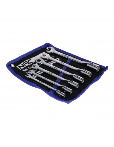 Zestaw kluczy płasko - nasadowych przegubowych 6 szt.  8, 10, 12, 13, 14, 17 mm NAC-SP-06-FS 5905842520769 5