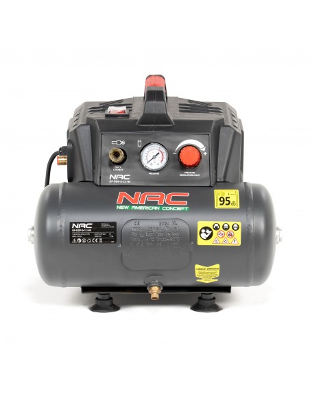 Kompresor bezolejowy z napędem bezpośrednim NAC OF-DDP-6-1.1-IN 6L 1100W 1,5HP 5905842511842