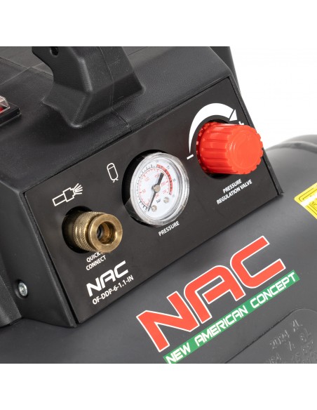 Kompresor bezolejowy z napędem bezpośrednim NAC OF-DDP-6-1.1-IN 6L 1100W 1,5HP 5905842511842 5