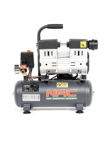 Mobilny kompresor bezolejowy cichy NAC OF-SLM-8-0.75-IN 8L 750W 1HP 5905842511828
