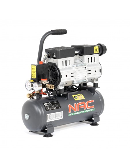 Mobilny kompresor bezolejowy cichy NAC OF-SLM-8-0.75-IN 8L 750W 1HP 5905842511828 2