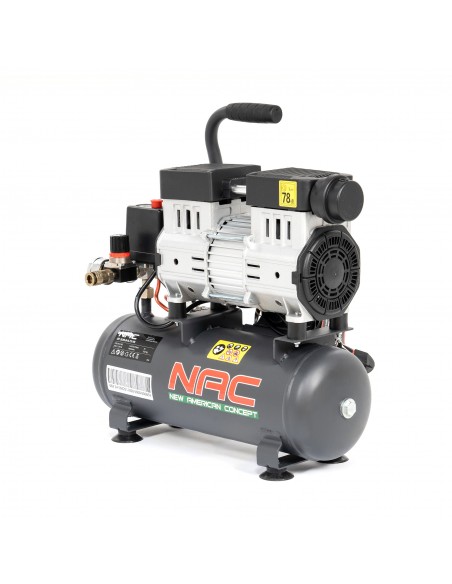 Mobilny kompresor bezolejowy cichy NAC OF-SLM-8-0.75-IN 8L 750W 1HP 5905842511828 3