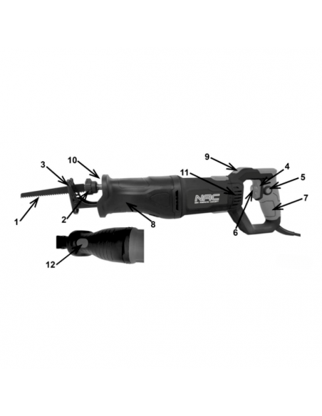 Mocna piła szablasta "lisi ogon" NAC RS-1100-GN 1100W - Piły, wyrzynarki i strugi Mocna piła szablasta "lisi ogon" NAC RS-1100-GN 1100W 5905842517004 9