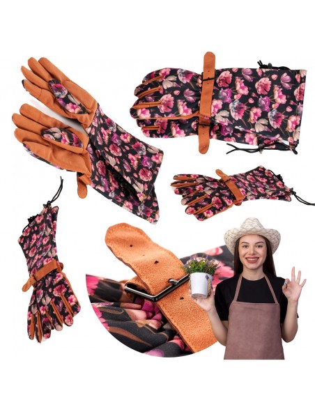 Długie rękawiczki ogrodowe damskie ze ściągaczem Meven rozm. M 5905842530836