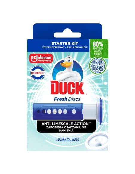 Żelowe krążki do toalety o zapachu eukaliptusa Duck Fresh Discs Active - Zawieszki i krążki do WC Żelowe krążki do toalety o zapachu eukaliptusa Duck Fresh Discs Active 5000204339048