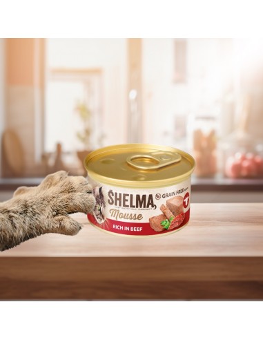 Bogaty w wołowinę z pomidorem i pietruszką mus dla dorosłych kotów Shelma 85g 8595606410589 2