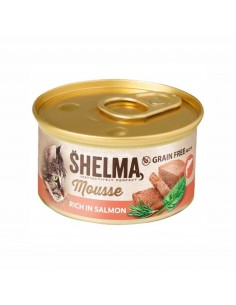 Bogaty w łososia ze szpinakiem i rozmarynem mus dla dorosłych kotów Shelma 85g 8595606410619