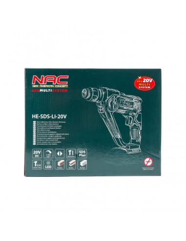 Akumulatorowy młot udarowo-obrotowy NAC HE-SDS-LI-20V 1,1 J 5902490740075 6