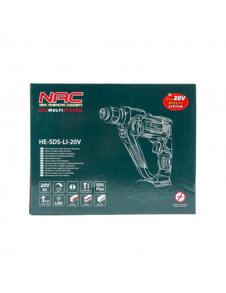 Akumulatorowy młot udarowo-obrotowy NAC HE-SDS-LI-20V 1,1 J - Młotowiertarki i młoty Akumulatorowy młot udarowo-obrotowy NAC HE-SDS-LI-20V 1,1 J 5902490740075 6