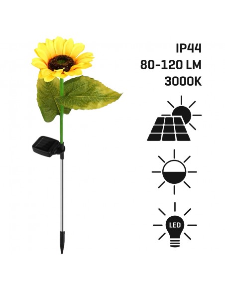 Ogrodowa lampa solarna wbijana z czujnikiem zmierzchu Kwiat słonecznika Meven 5905842532274 2