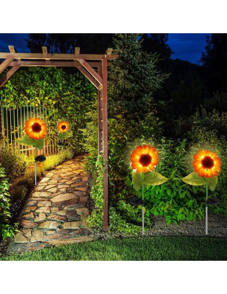 Ogrodowa lampa solarna wbijana z czujnikiem zmierzchu Kwiat słonecznika Meven 5905842532274 4