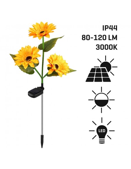 Ogrodowa lampa solarna wbijana z czujnikiem zmierzchu Kwiaty słonecznika Meven 5905842532281 2
