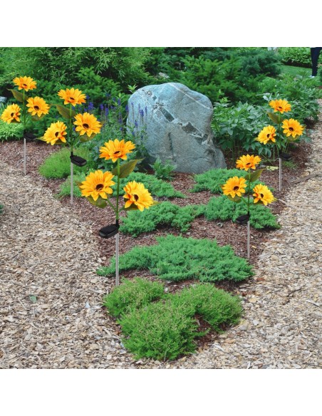 Ogrodowa lampa solarna wbijana z czujnikiem zmierzchu Kwiaty słonecznika Meven 5905842532281 3