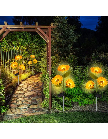 Ogrodowa lampa solarna wbijana z czujnikiem zmierzchu Kwiaty słonecznika Meven 5905842532281 5