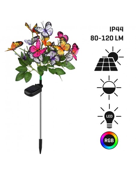 Ogrodowa lampa solarna wbijana z czujnikiem zmierzchu Bukiet motylków Meven 5905842532304 2