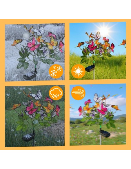 Ogrodowa lampa solarna wbijana z czujnikiem zmierzchu Bukiet motylków Meven 5905842532304 5