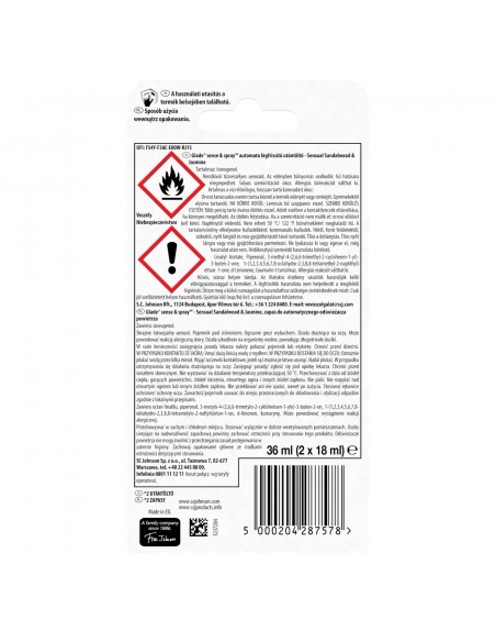 Podwójny zapas do automatycznego odświeżacza powietrza Glade Sensual Sandalwood & Jasmine 5000204287578 2