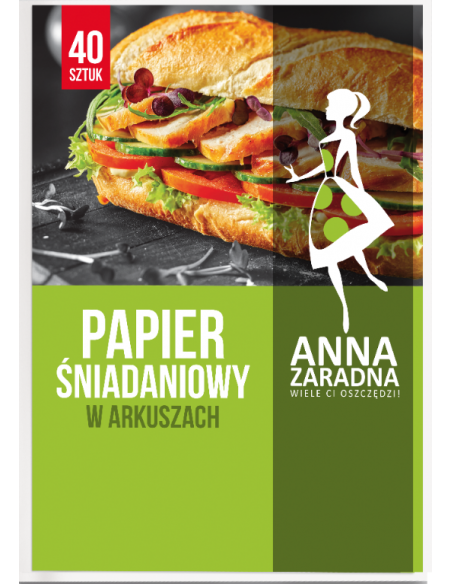 Papier śniadaniowy w arkuszach 23 cm x 31 cm Anna Zaradna 40 szt. 5903936000333 2