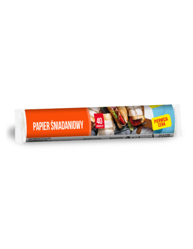 Papier śniadaniowy w rolce 23 cm x 30 cm Pierwsza Cena 40 szt. 5903936002498