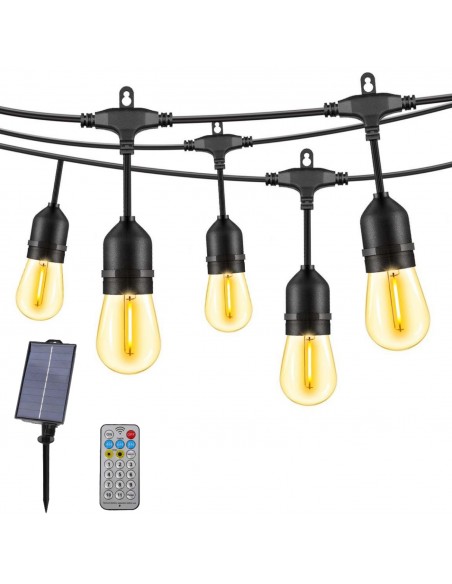 Girlanda solarna ogrodowa z pilotem, 11 trybów świetlnych 15 m 30+2 żarówki Meven 5905842532342
