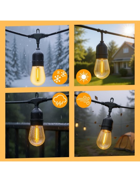 Girlanda solarna ogrodowa z pilotem, 11 trybów świetlnych 15 m 30+2 żarówki Meven 5905842532342 5