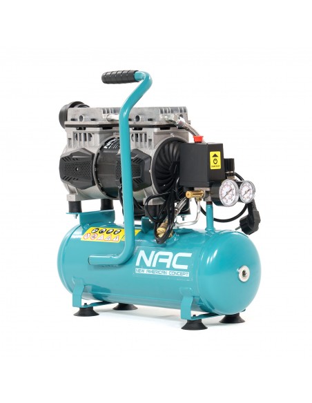 Ręczny kompresor bezolejowy cichy 9 litrów, 600W, 0,8HP MA-OF-SLH-09L-0.8 5905842515666 2