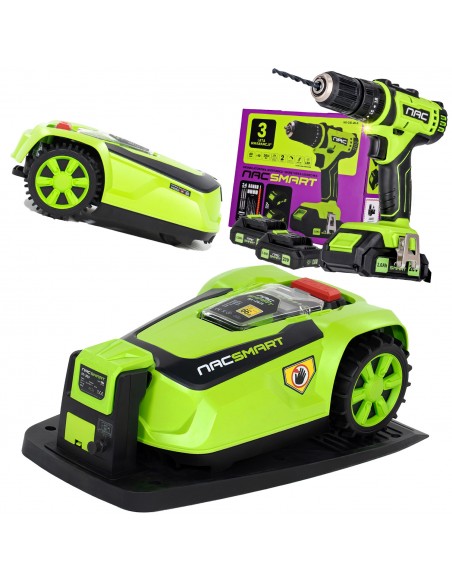 Zestaw NAC SMART: Robot koszący 22 cm + Wiertarko-wkrętarka akumulatorowa z udarem - Roboty koszące Zestaw NAC SMART: Robot koszący 22 cm + Wiertarko-wkrętarka akumulatorowa z udarem 5905842525719