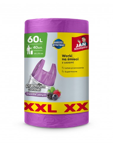Worki na śmieci 60L o zapachu owoców leśnych z uszami Jan Niezbędny 40 szt. 5201314198192 3