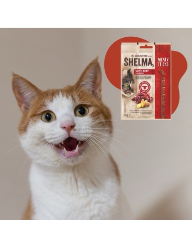 Mięsna przekąska dla kota Meaty Sticks z wołowiną i imbirem Shelma 15 g 8595606407251 4