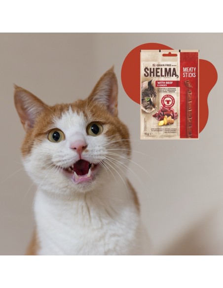 Mięsna przekąska dla kota Meaty Sticks z wołowiną i imbirem Shelma 15 g 8595606407251 4