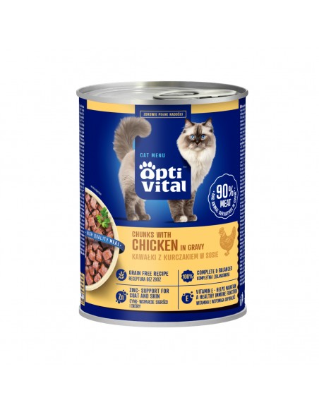 Zestaw mokra karma dla dorosłych kotów MIX SMAKÓW w sosie OptiVital 24x 415 g 5907467782553 3