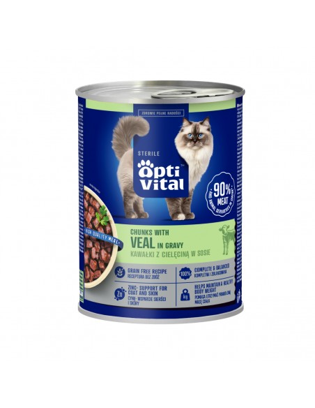 Zestaw mokra karma dla dorosłych kotów MIX SMAKÓW w sosie OptiVital 24x 415 g 5907467782553 9