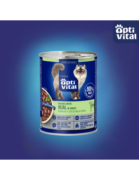 Zestaw mokra karma dla dorosłych kotów MIX SMAKÓW w sosie OptiVital 24x 415 g 5907467782553 10