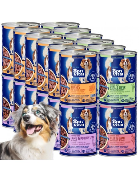 Zestaw mokra karma dla psa MIX SMAKÓW w sosie OptiVital 24x 415 g 5907467782485