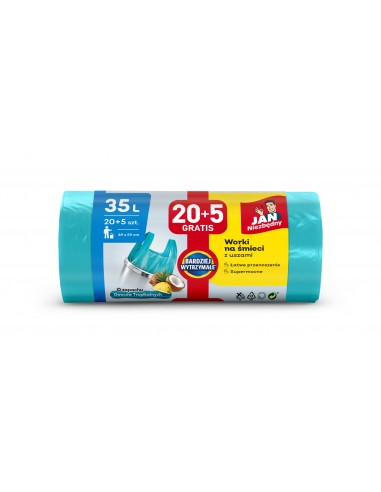 Worki na śmieci 35L o zapachu owoców tropikalnych z uszami Jan Niezbędny 20+5 szt. 5201314198154 3