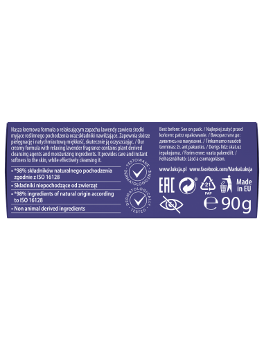 Lawendowe mydło w kostce do rąk i ciała Luksja Aroma Senses Deeply Relaxing 90 g 5900536360096 7