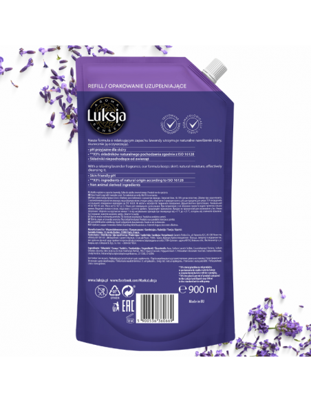 Pielęgnujące mydło w płynie o zapachu lawendy, zapas Luksja Aroma Senses Deeply Relaxing 900 ml 5900536360669 2