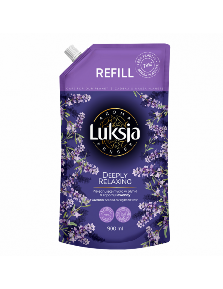 Pielęgnujące mydło w płynie o zapachu lawendy, zapas Luksja Aroma Senses Deeply Relaxing 900 ml 5900536360669 6