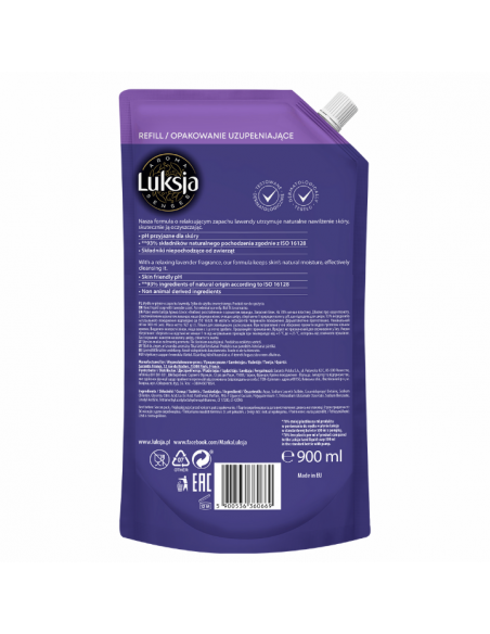 Pielęgnujące mydło w płynie o zapachu lawendy, zapas Luksja Aroma Senses Deeply Relaxing 900 ml 5900536360669 7