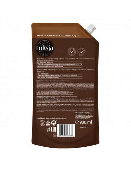 Pielęgnujące mydło w płynie o zapachu kawy, zapas Luksja Aroma Senses Mind Balancing 900 ml 5900536360683 2