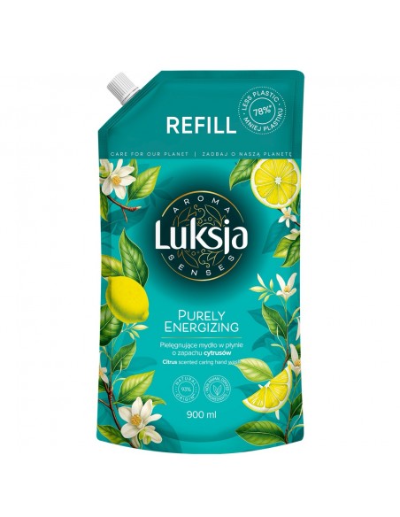 Pielęgnujące mydło w płynie o zapachu cytrusów, zapas Luksja Aroma Senses Purely Energizing 900 ml 5900536360676 4