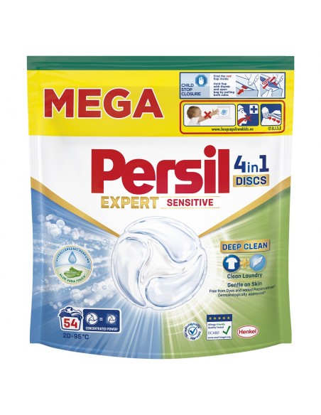 Delikatne kapsułki do prania Persil Deep Clean Discs 4w1 Expert Sensitive, 54 prania 9000101830828