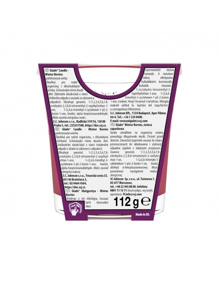 Zimowa świeca zapachowa Glade Winter Berries 112 g 5000204414875 3