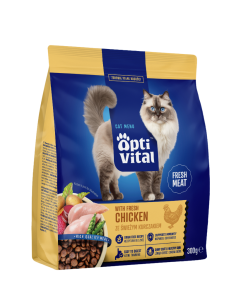 Sucha karma dla dorosłych kotów ze świeżym kurczakiem OptiVital 300 g 5906764001756