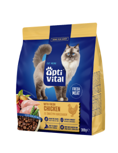 Sucha karma dla dorosłych kotów ze świeżym kurczakiem OptiVital 300 g 5906764001756 2