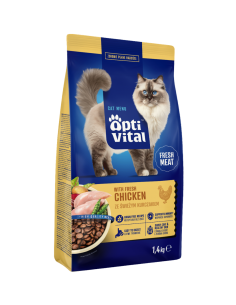 Sucha karma dla dorosłych kotów ze świeżym kurczakiem OptiVital 1,4 kg 5906764001794